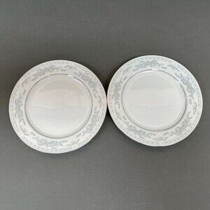 Somerset NL Excel Bread & Butter Floral White Blue Platinum Trim Lot of 2